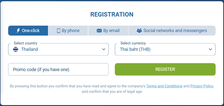 1xbet Thailand: Easy registration and instant play